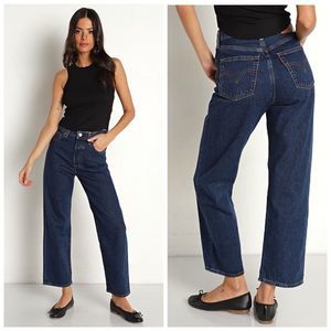 Levi’s Premium Ribcage Straight High Waist Ankle Jeans Neo Dark Wash Sz 30